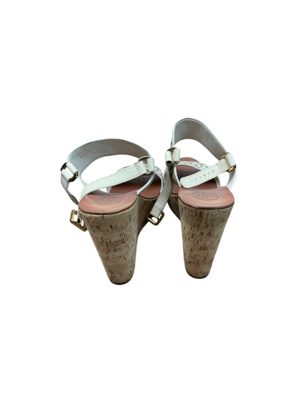 Tory Burch White Cutout Logo Wedge Sandals Leather Platform Summer  Sz 11M